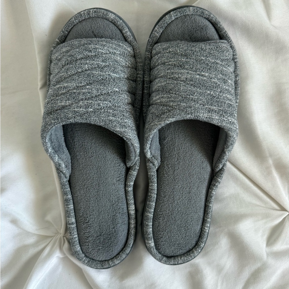 NEW Women’s Isotoner Andrea slide open toed slipper Ash Terry cotton Size 8.5-9